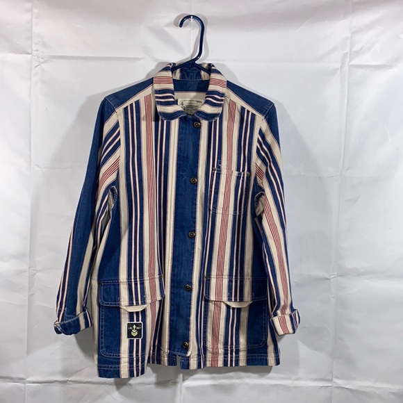Lauren Jeans Company L petite striped jeans jacket